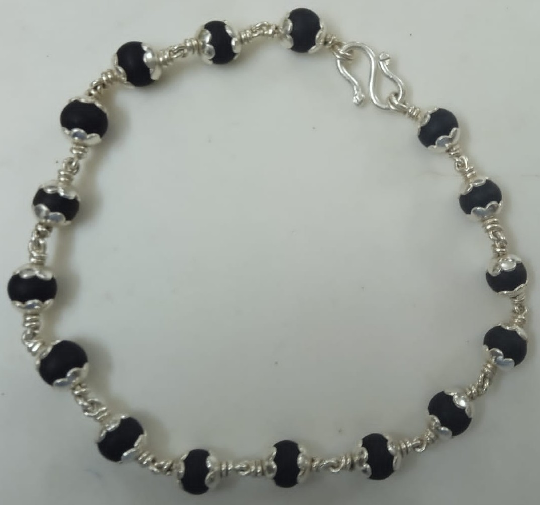 Divine Bija Silver Cup Karungali Mala Bracelet Id15 #16/25